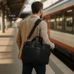 Coach Laptop & Messenger Shoulder Bag – Black Nylon & Leather